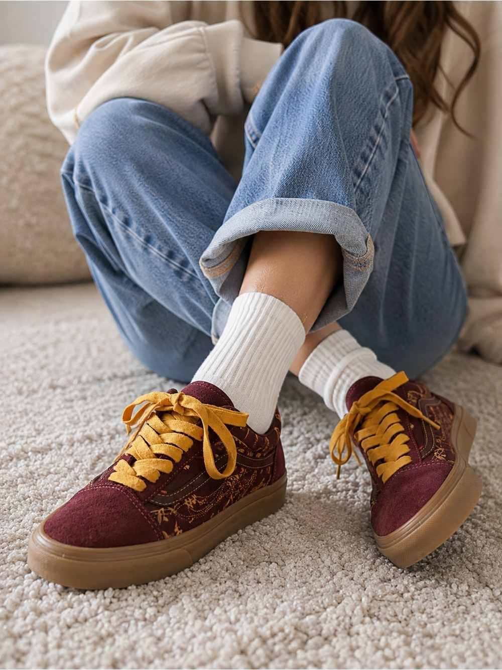 Vivienne Westwood x Vans Old Skool Burgundy Gold Sneakers Women’s